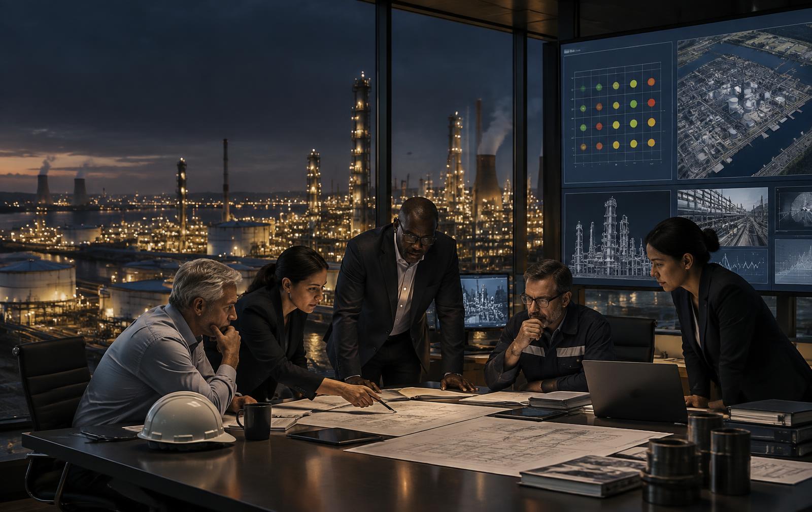 Industrial leaders reviewing engineering evidence and capital portfolio decisions