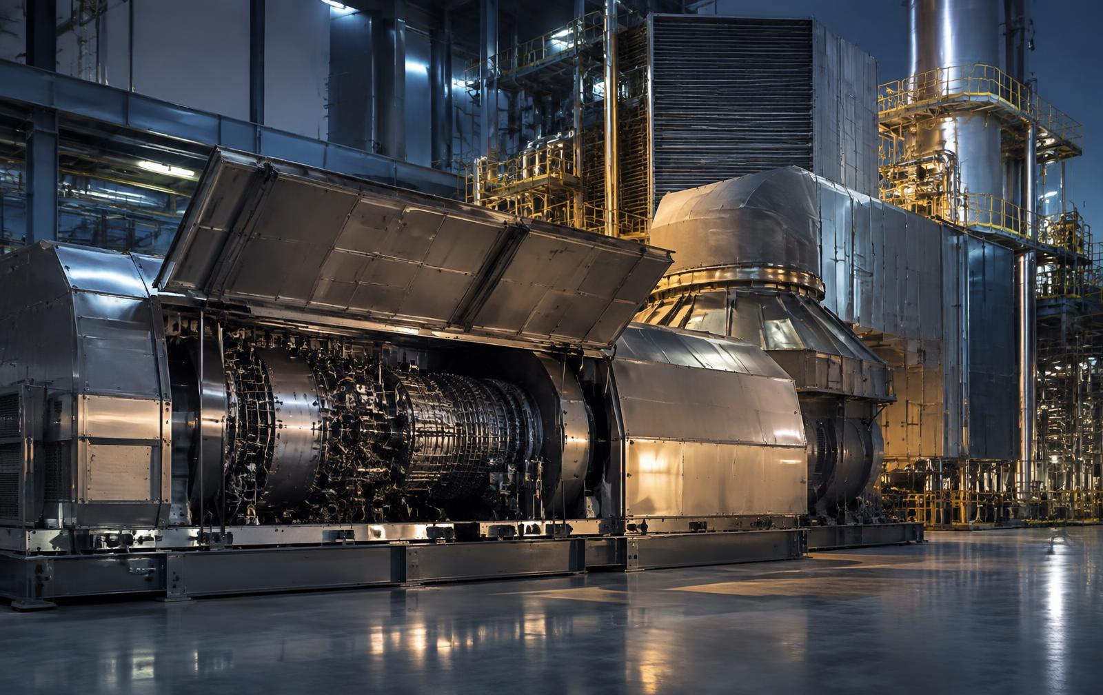 Aeroderivative gas turbine package inside a combined-cycle cogeneration plant